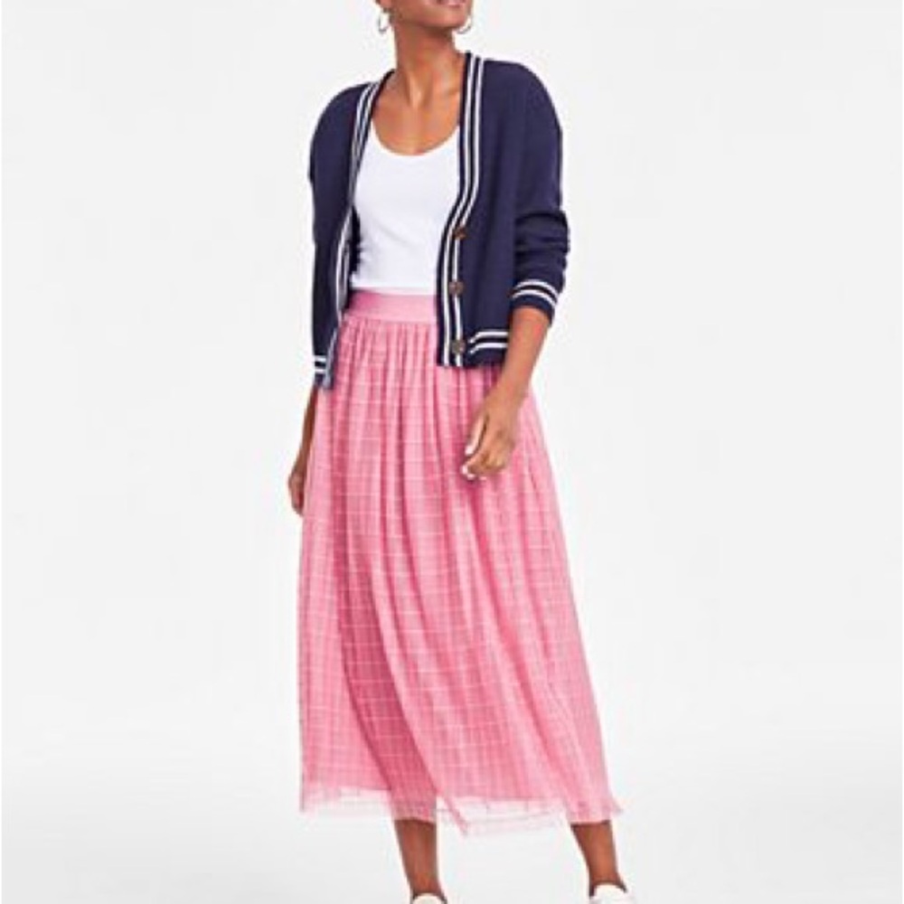 On• 34th Pink Midi A-Line Pleated Skirt for Casual Wear NWT - Picture 2 of 5